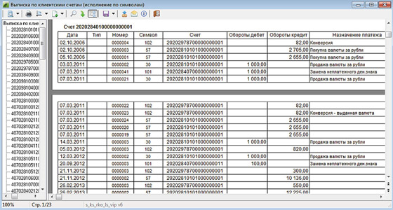 Выписка по клиентским счетам